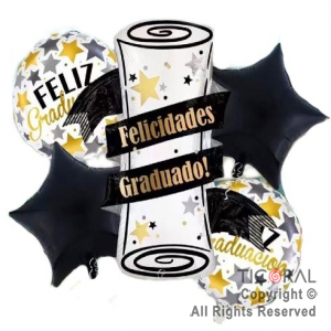 SET DE GLOBOS METALIZADO GRADUADO 5 UNIDADES X 1